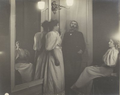Portrait of Henry Lerolle with Two of His Daughters, Yvonne and Christine, and a Mirror by Edgar Degas